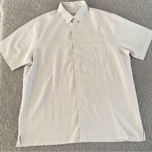 Linea Uomo Short Sleeve Button Up Shirt Mens 2XLT White Check Casual